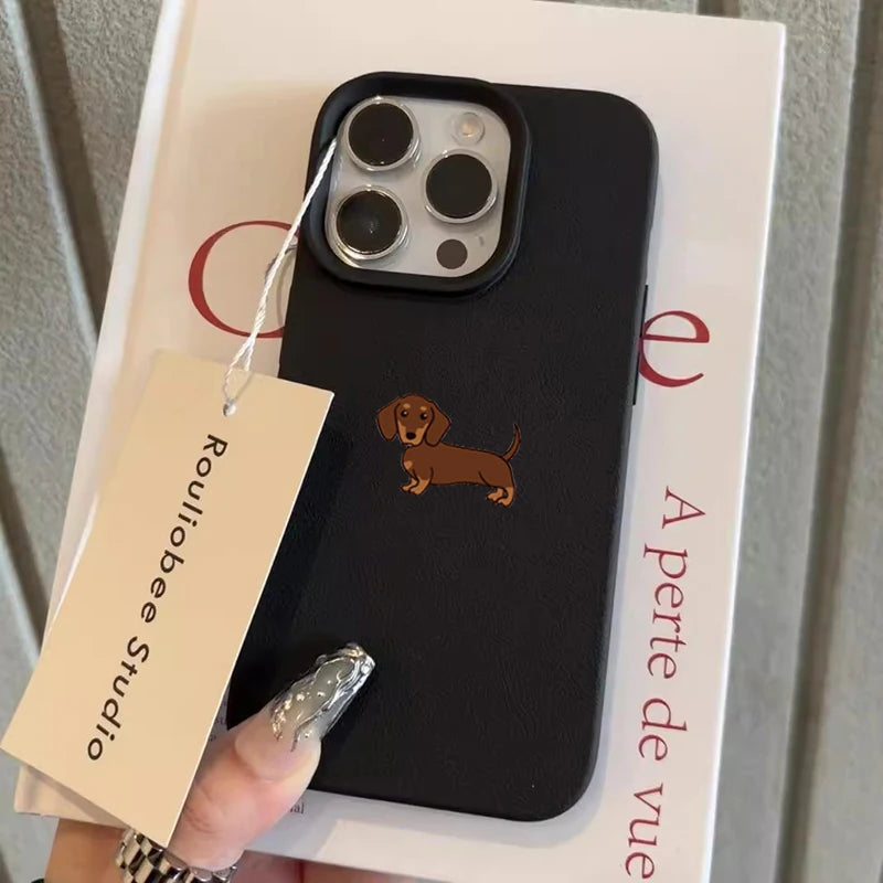 Brown Dachshund Lychee Pattern Case