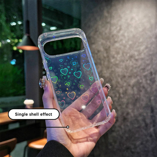 Gradient Heart Glitter Clear Case