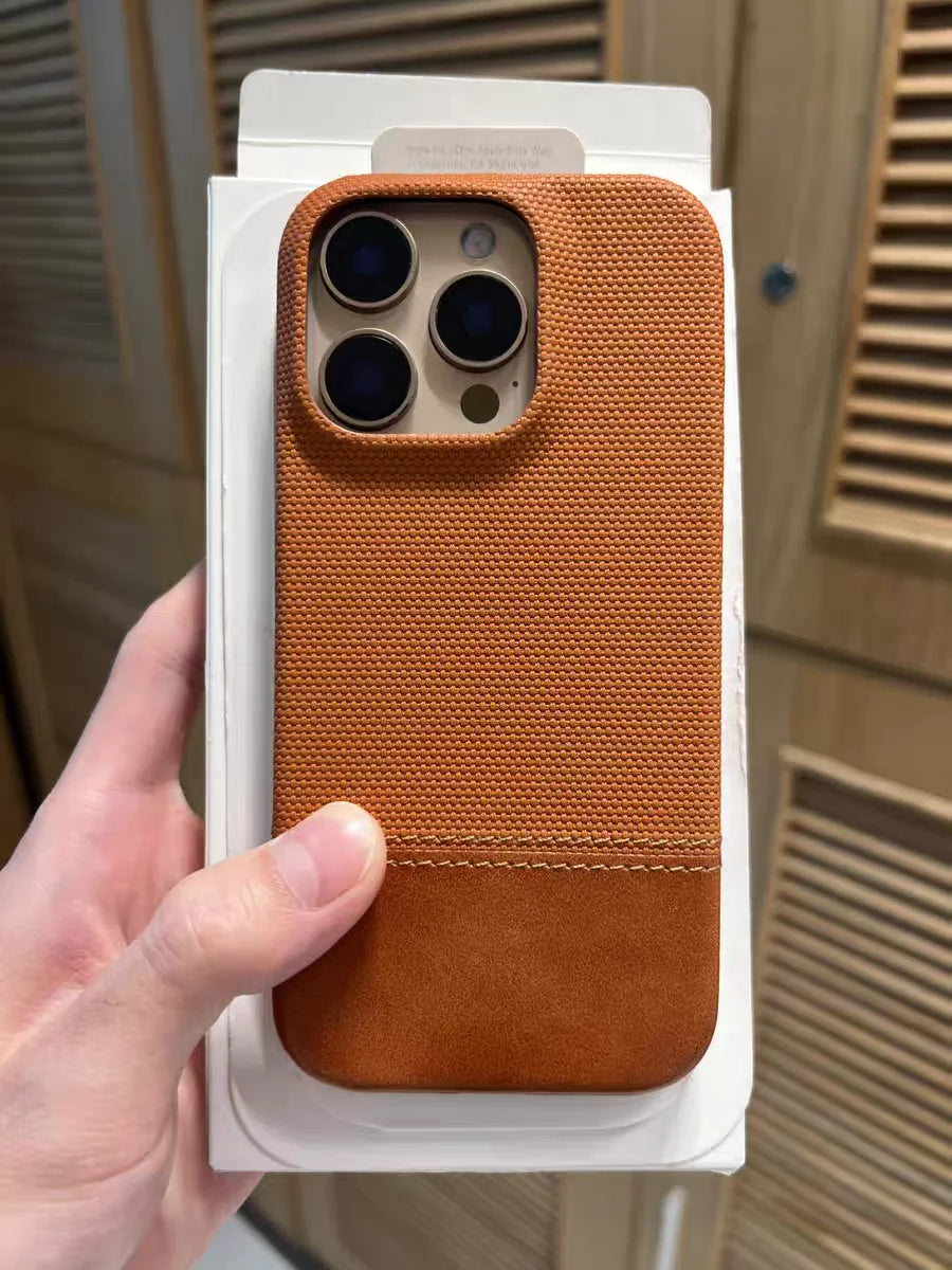 Business Splice Leather Nylon Fabric Case