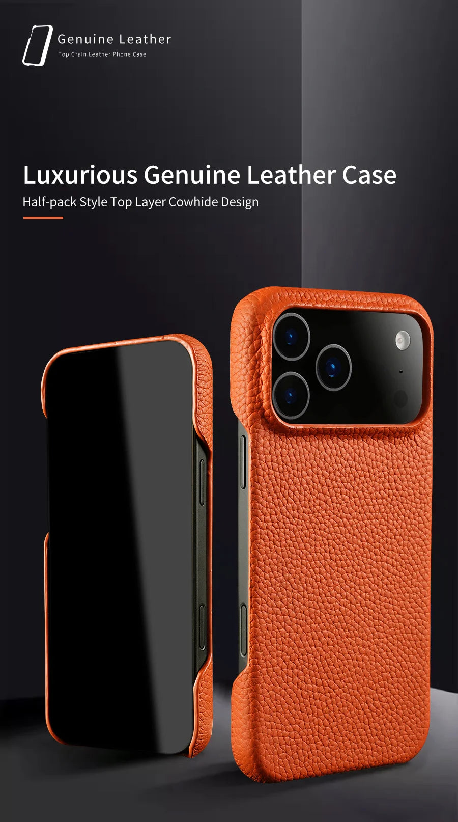 Luxury Natural Cowhide Leather Case