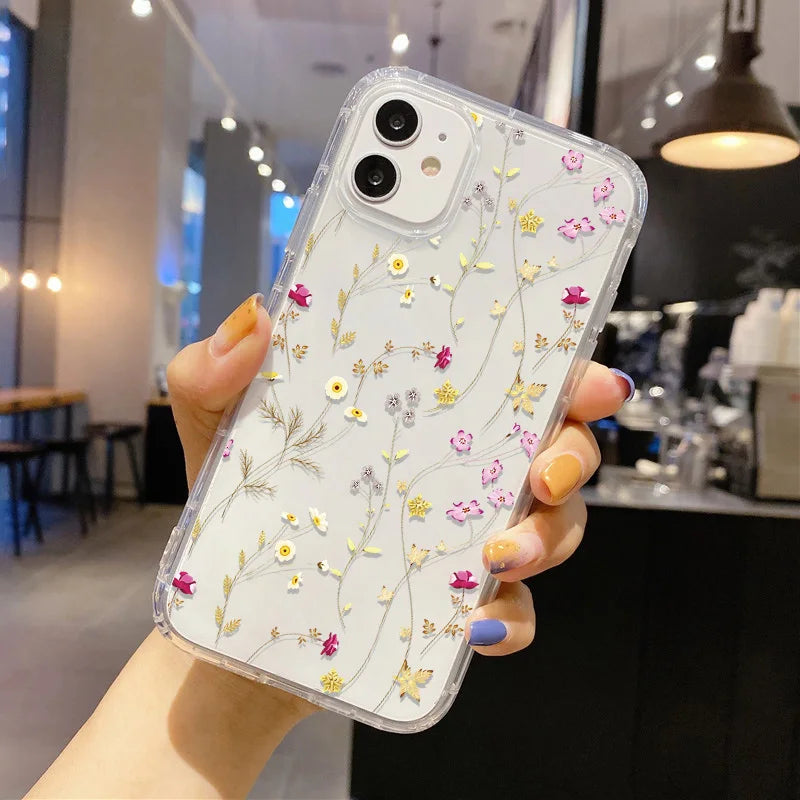 Soft Floral Silicone Clear Case