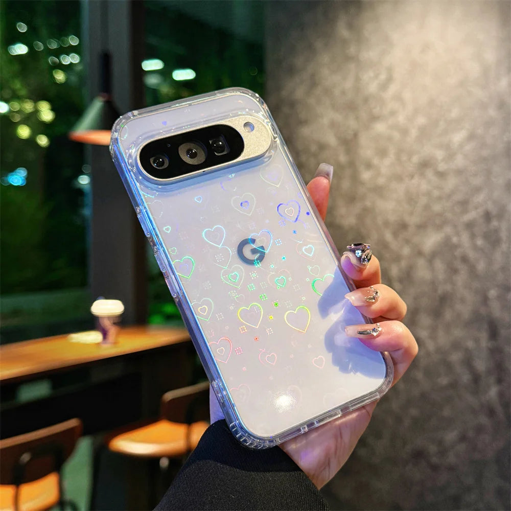 Gradient Heart Glitter Clear Case