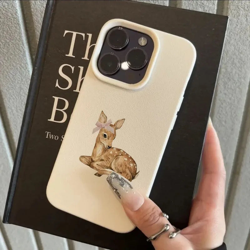 Retro Deer Lychee Pattern Case