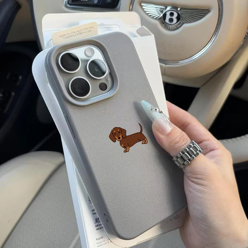 Brown Dachshund Lychee Pattern Case
