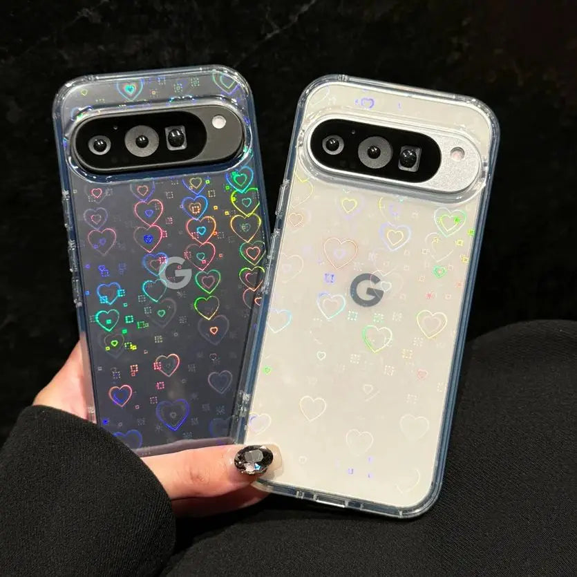 Gradient Heart Glitter Clear Case