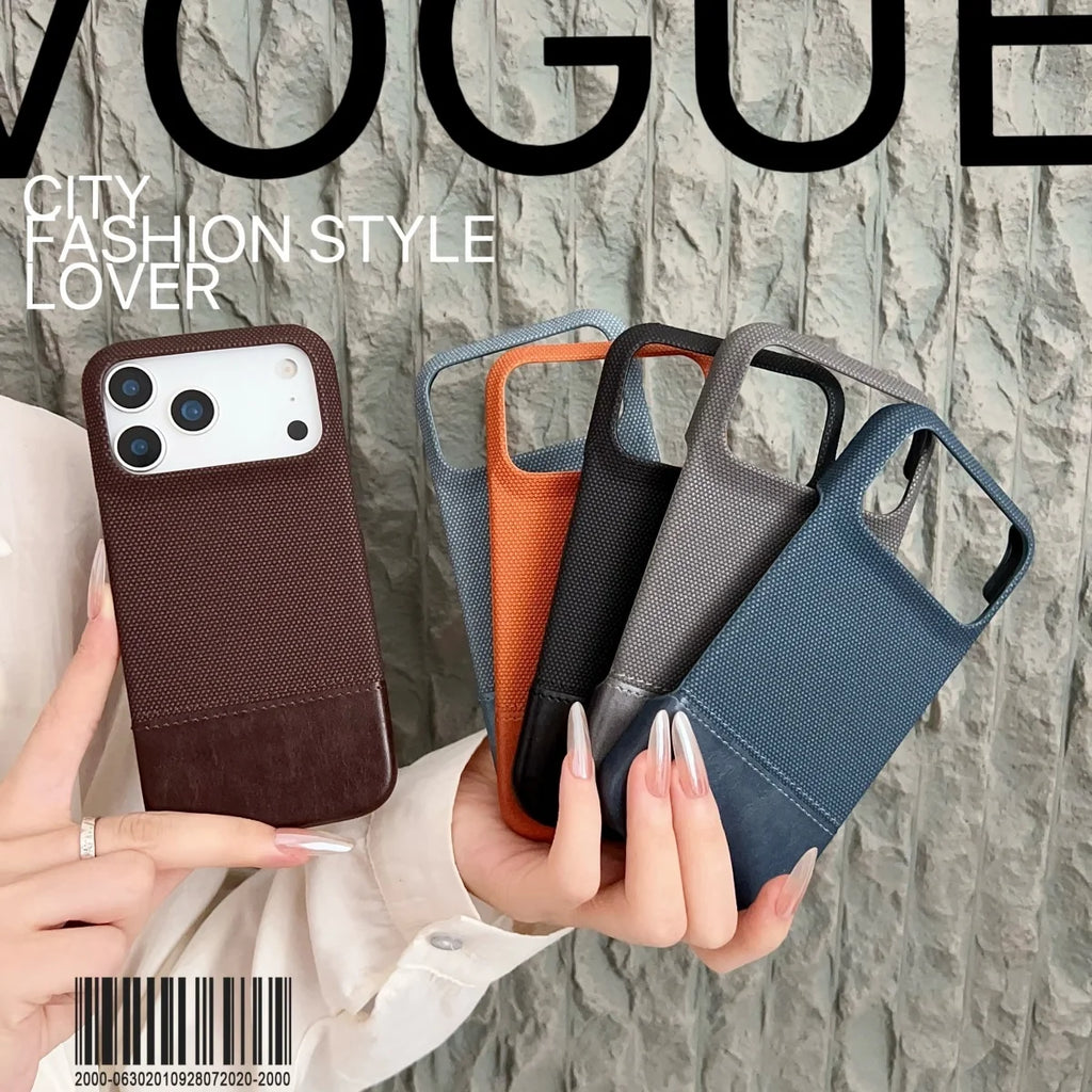 Business Splice Leather Nylon Fabric Case