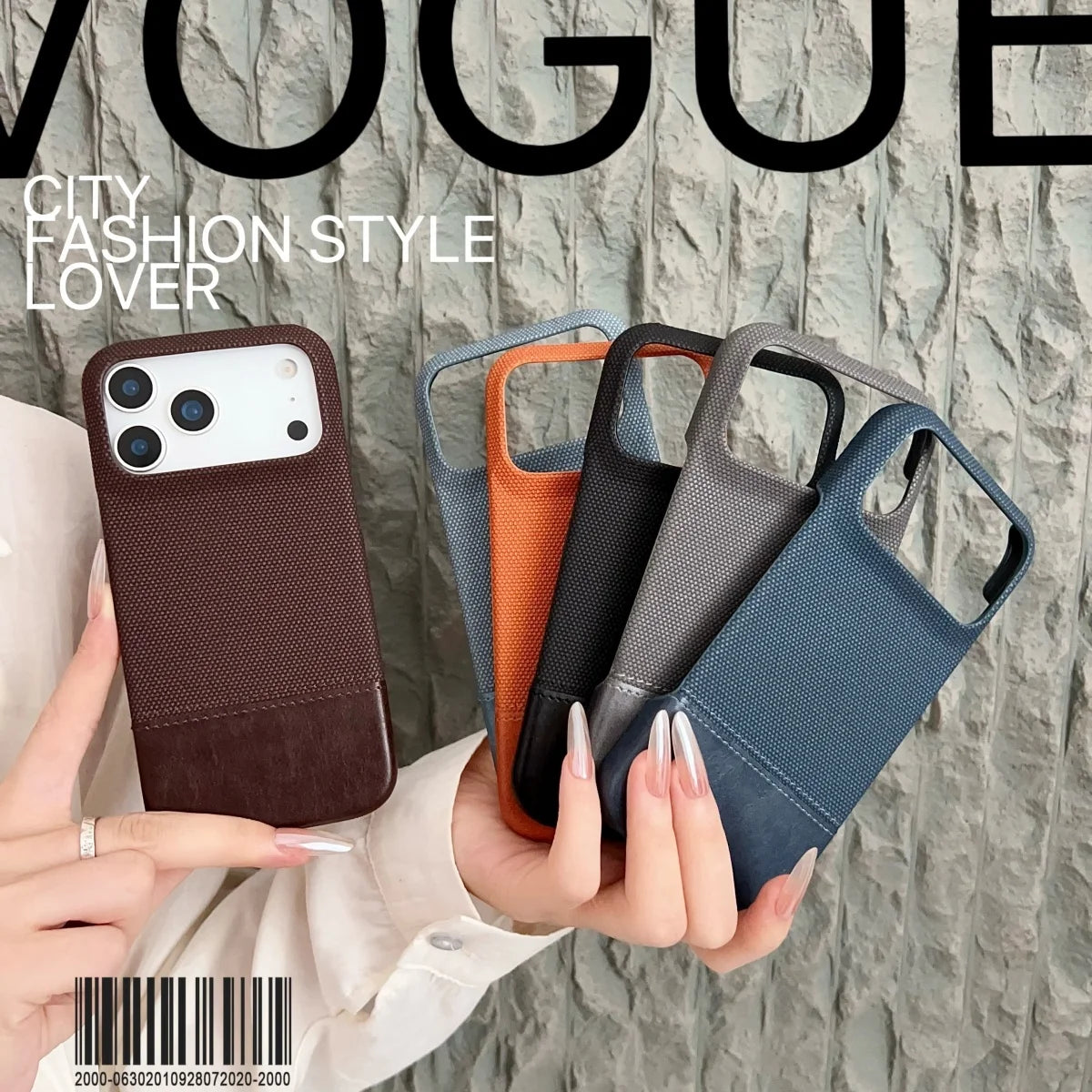 Business Splice Leather Nylon Fabric Case