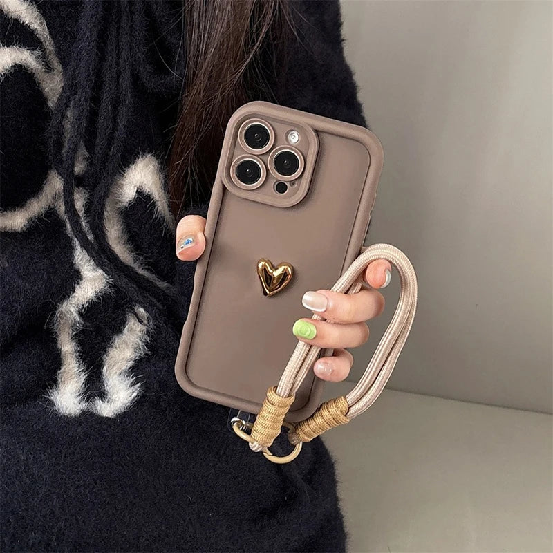 Golden Heart Korean Strap Case