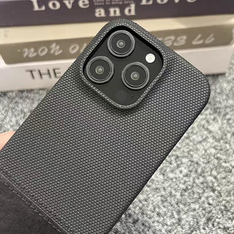 Business Splice Leather Nylon Fabric Case