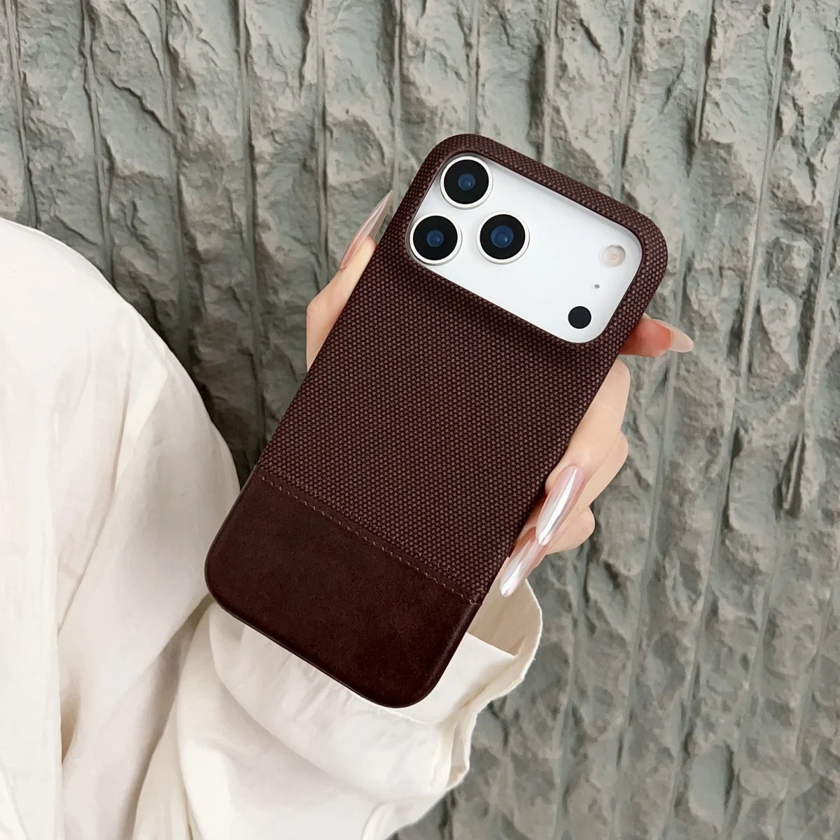Business Splice Leather Nylon Fabric Case