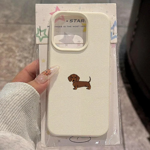 Brown Dachshund Lychee Pattern Case