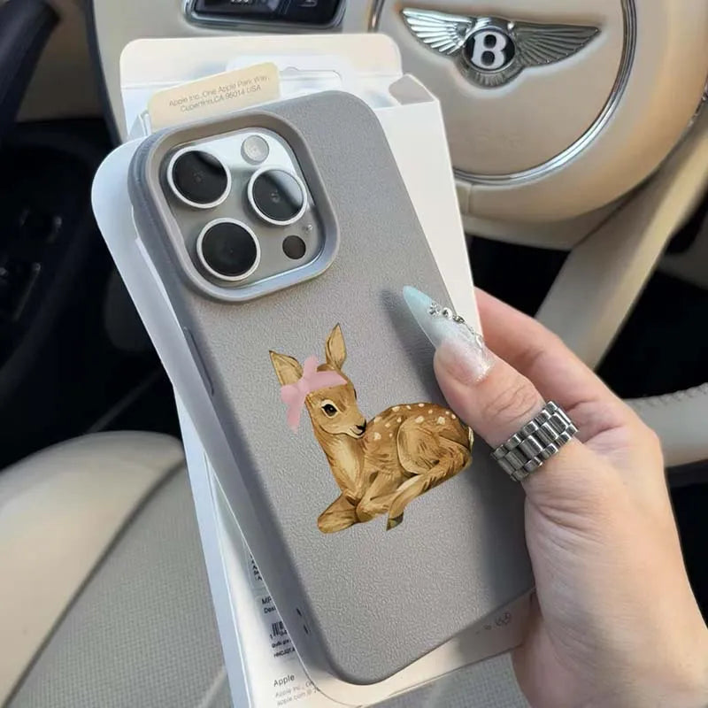 Retro Deer Lychee Pattern Case