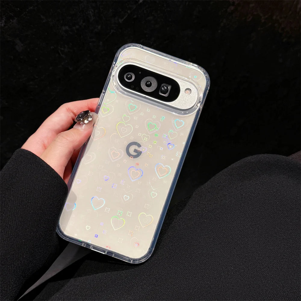 Gradient Heart Glitter Clear Case