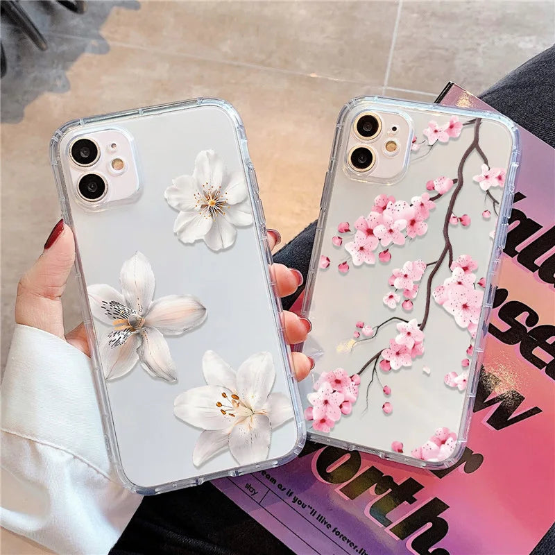 Soft Floral Silicone Clear Case