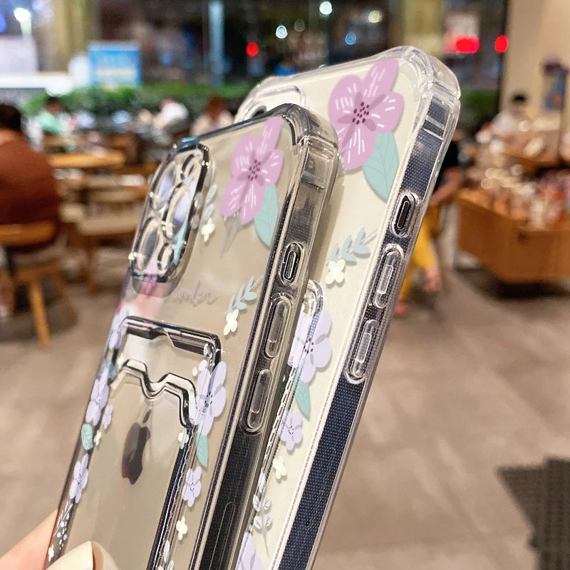 Aesthetic Floral Card Holder Case