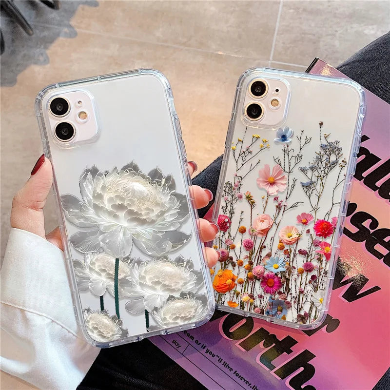 Soft Floral Silicone Clear Case