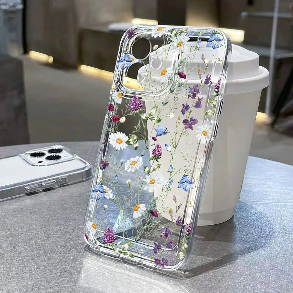 Transparent Rose Flower Shockproof Case