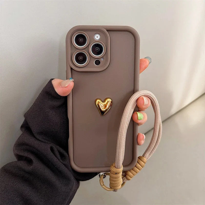 Golden Heart Korean Strap Case