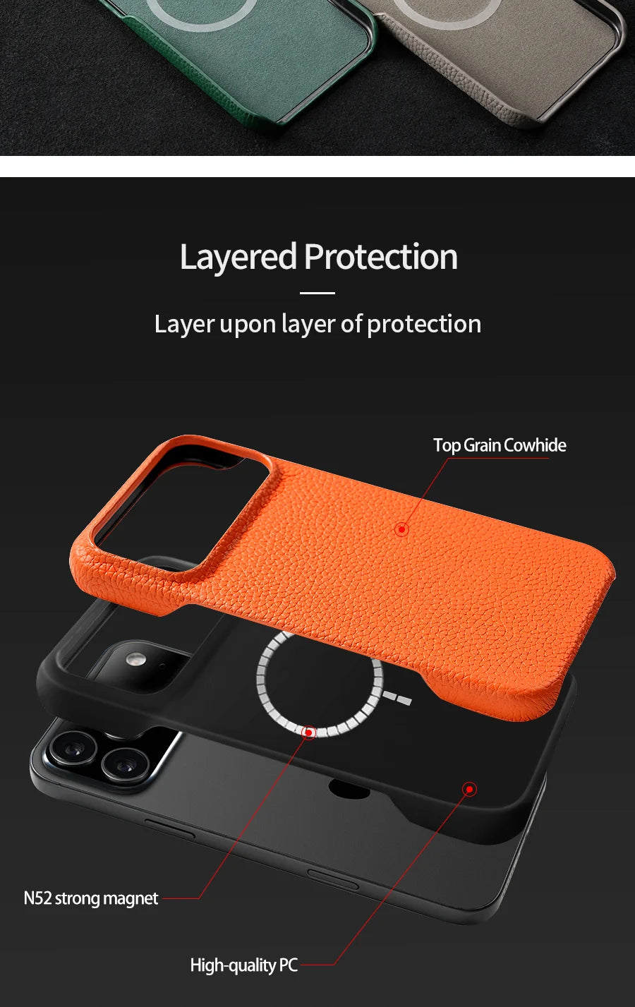 Luxury Natural Cowhide Leather Case