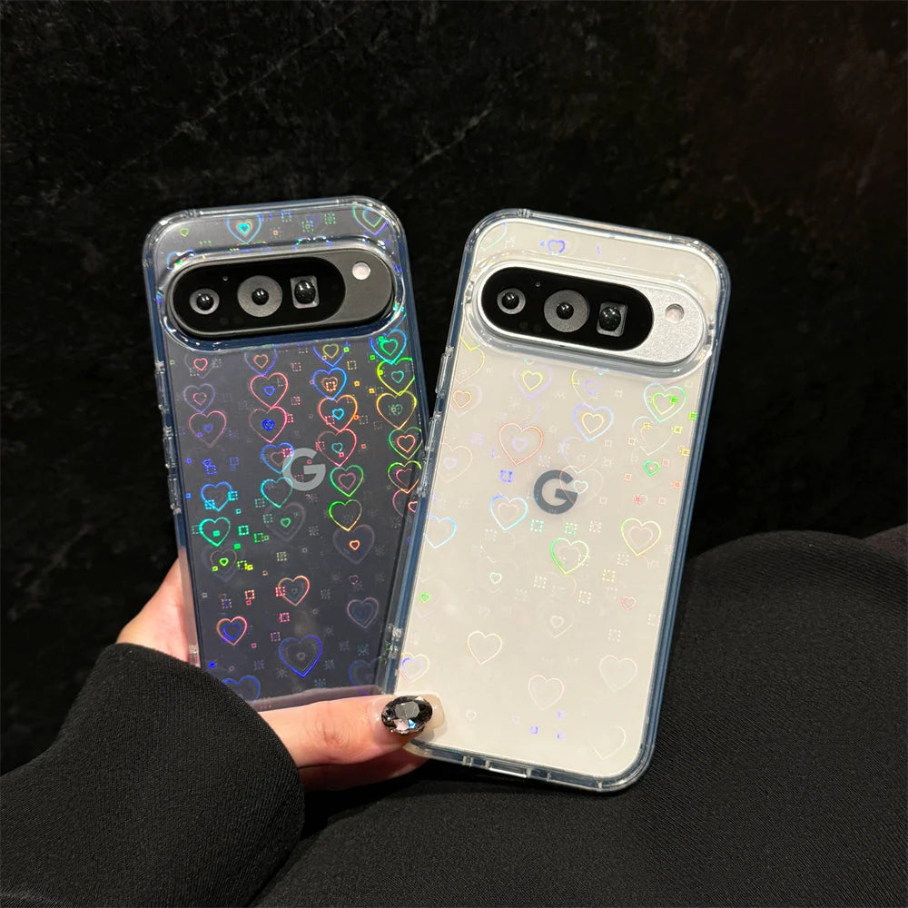 Gradient Heart Glitter Clear Case