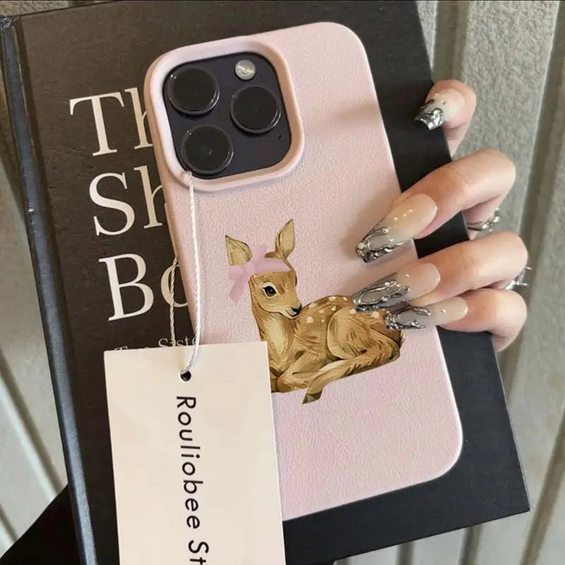 Retro Deer Lychee Pattern Case