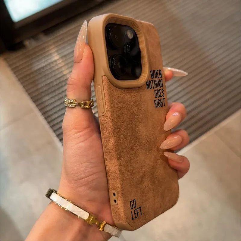 Lettered Faux Leather Textured Case