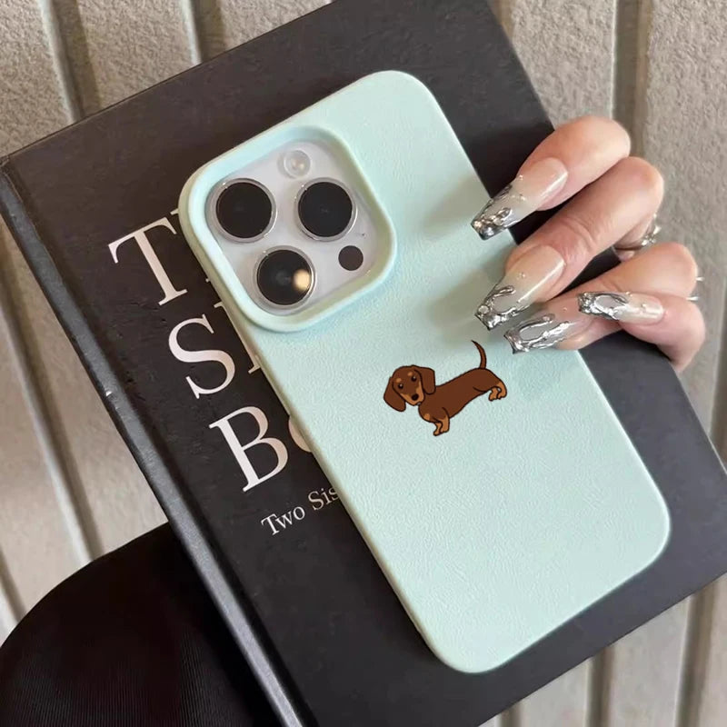 Brown Dachshund Lychee Pattern Case