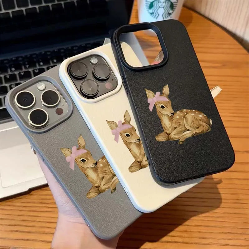 Retro Deer Lychee Pattern Case