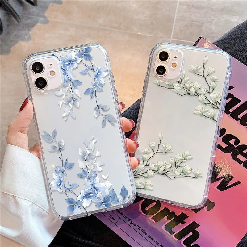 Soft Floral Silicone Clear Case