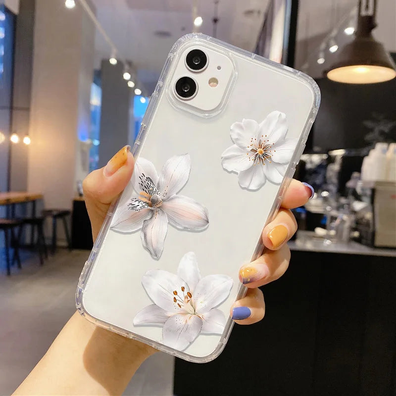 Soft Floral Silicone Clear Case